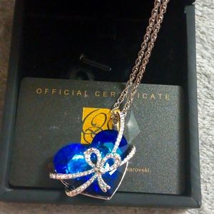 Gorgeous blue diamon the heart shiny brand new necklace! Still in box